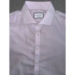 Charles Tyrwhitt Mens 17.5 35 Extra Slim Fit Purple Check Dress Shirt Non-Iron
